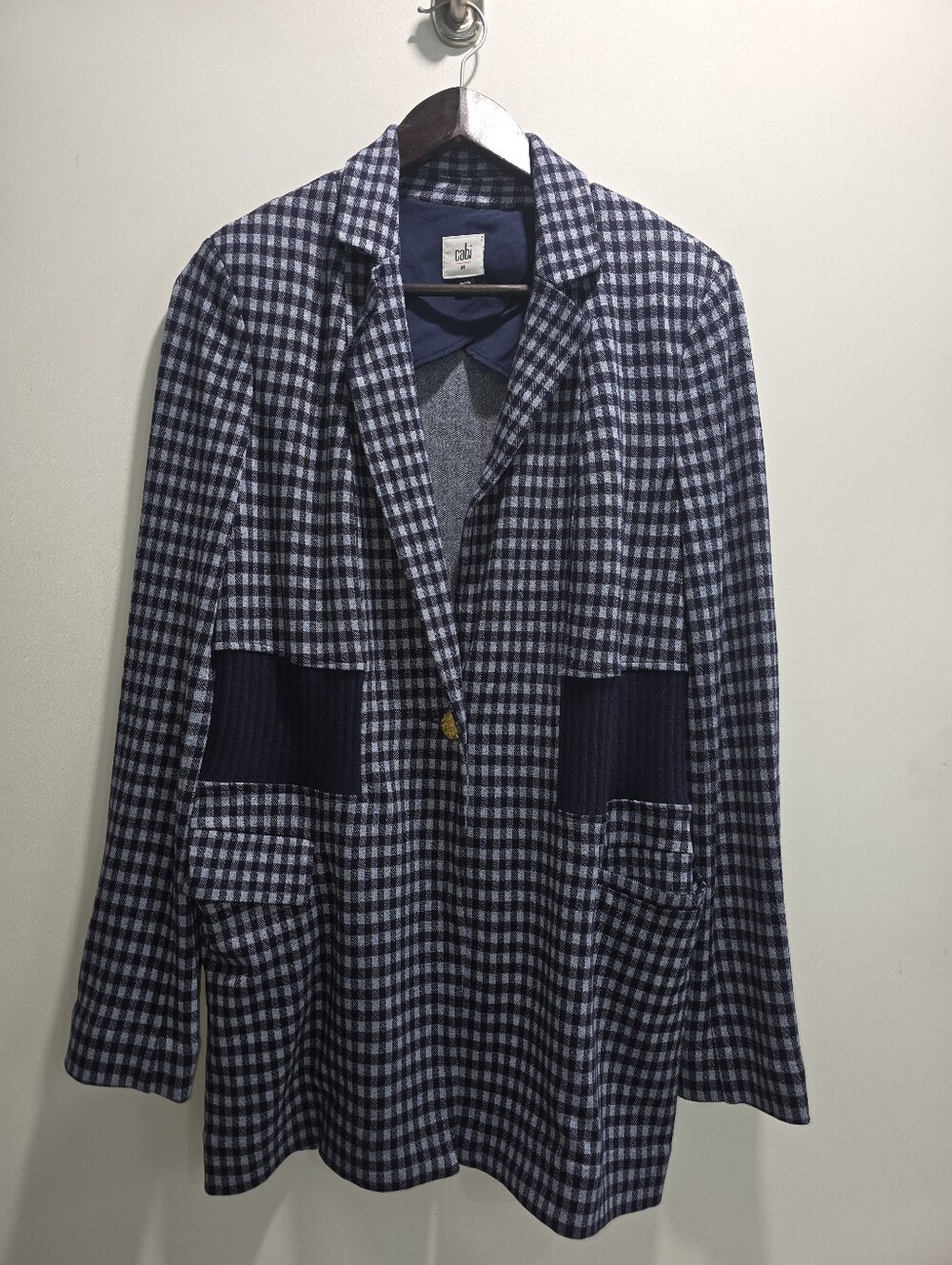 Cabi Checkup Blazer Blue Check Women's Size Medium